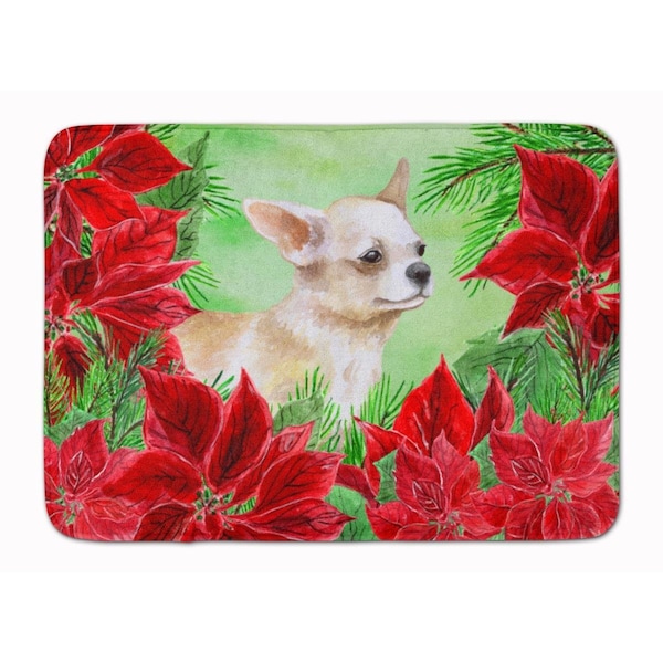 Carolines Treasures Chihuahua Leg up Poinsettas Machine Washable Memory Foam Mat CK1345RUG - main